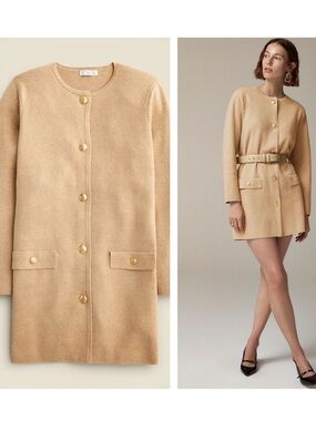J.Crew Re-Imagined Giselle Camel Tan Heather Cardigan Sweater Blazer large‎